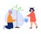 Teen Boy and Girl Planting and Watering Tree, Children Volunteering in the Garden or Park Vector Illustration