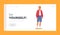 Teen Boy Landing Page Template. Cheerful Redhead Teenager Wink Eye Standing Full Height. Young Male Character