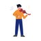 Teen Boy Playing Violin Musical Instrument, Young Talented Violinist Musician Character Vector Illustration on White