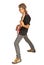 Teen boy rocker with bass guitar