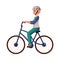 Teen boy, teenager riding urban bicycle, cycling in helmet