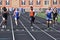 Teen Boys Competing in High School Sprint Race