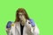 Teen chemist green screen