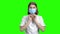 Teen female doctor wearing medical protective mask.