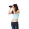 Teen girl with binoculars