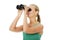 Teen girl with binoculars.