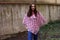 Teen girl with a crochet poncho