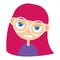 Teen girl face, angry facial expression, cartoon vector illustrations. Red-haired girl emoji face, feeling distresses