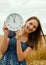 Teen girl holds watches