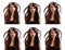 Teen girl informal ciber punk emotional set facial expressions