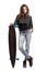 Teen girl with a longboard
