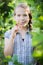 Teen girl in nature, lovely summer