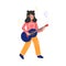 Teen Girl Playing Guitar Musical Instrument, Young Talented Musician Character Vector Illustration on White Background