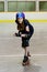 Teen girl playing roller derby