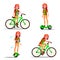 Teen Girl Riding Hoverboard, Bicycle Vector. City Outdoor Sport Activity. Gyro Scooter, Bike. Eco Friendly. Healthy