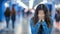 Teen girl upset in school corridor, blurred background, space for text, facing learning challenges