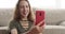 Teen girl video chatting using mobile phone