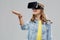 Teen girl in virtual reality headset or vr glasses