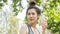 Teen lady hold plastic bottle of water