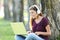 Teen listening and watching media on line