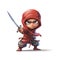 Teen Ninja Warrior in Action, Cartoon Style. Generative ai