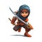 Teen Ninja Warrior in Action, Cartoon Style. Generative ai