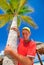 Teen and palm tree