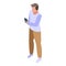 Teen phone chat problems icon, isometric style