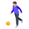 Teen playing bowling icon, isometric style