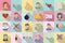 Teen problems icons set, flat style