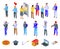 Teen problems icons set, isometric style