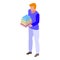 Teen reading books problems icon, isometric style