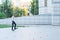 Teen rides a skateboard