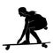 Teen skate silhouette. in action skatboarder longboard shadow