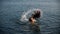 Teen in water flipping her hair