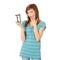 Teen woman holding hourglass