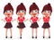 Teen woman vector characters set. Fashion girl model with trendy clothes