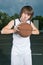 Teenage basketball player