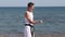 Teenage Boy Doing Karate on A Beach