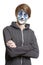 Teenage boy with face painting wolf