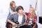 Teenage boy playing electric guitar