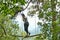 Teenage boy at the rope parkour