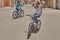 Teenage boy shows tricks on bicycle, Kashan, Iran.