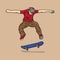 teenage boy with skateboard. Vector illustration decorative design