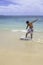 Teenage boy on skim board