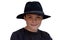 Teenage boy wearing  black fedora hat