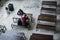 Teenage boys sitting together in a empty canteen