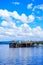 Teenage boys standing on the pier, summer at Loch Lomond, Luss, Scotland