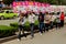 Teenage Chinese Girls with Advertising Placards, Kaifeng, China