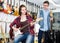 Teenage customers are deciding on suitable amp